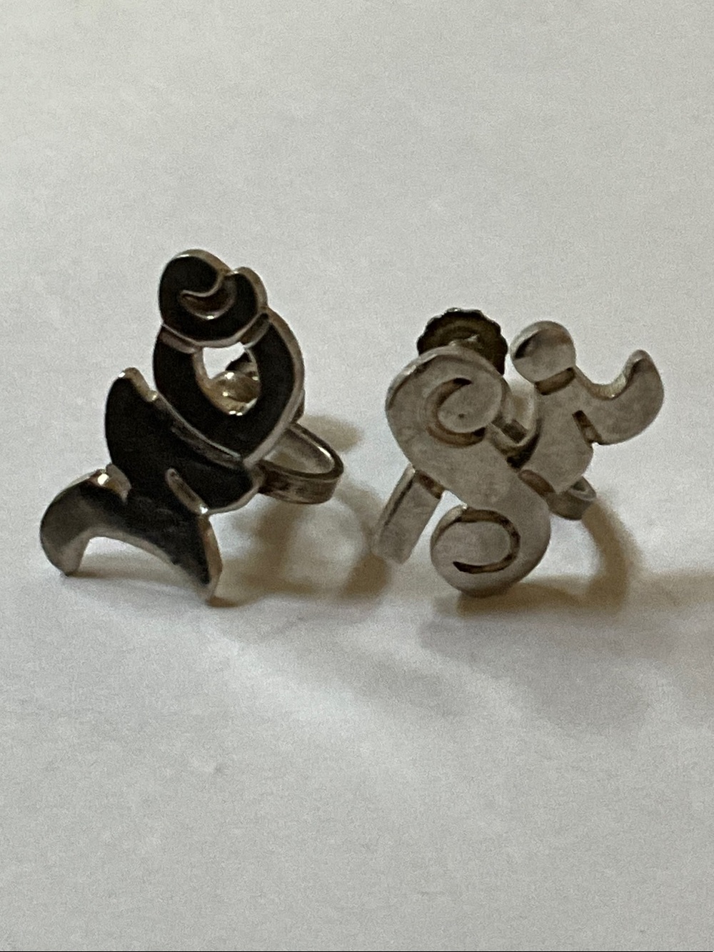 Sterling Silver Yoga Meditation Symbolic Screw back Earrings - Pair